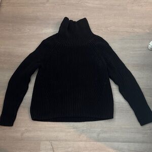 Classic Black Turtleneck Ribbed Sweater - Women's